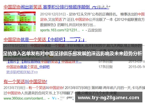 足协准入名单发布对中国足球俱乐部发展的深远影响及未来趋势分析
